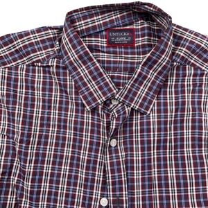 UNTUCKit Shirt Mens XLarge Red Blue Plaid Business Casual Long Sleeve Streetwear